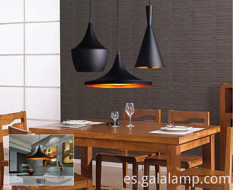 Candelera de colgante negro de estilo industrial para espacios para comedor
